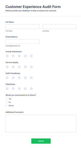 Customer Experience Audit Form Template