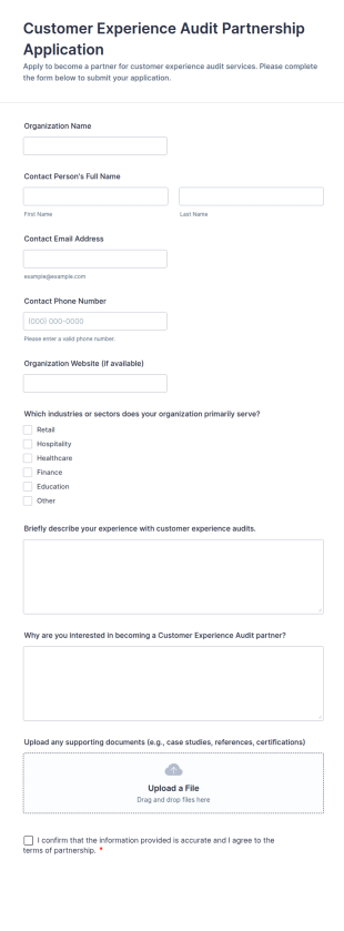 Customer Experience Audit Partnership Application Form Template