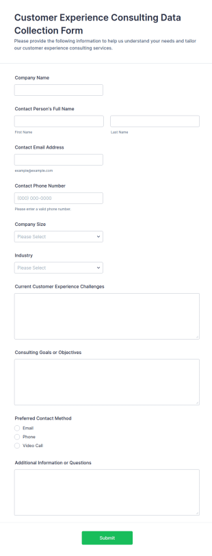 Customer Experience Consulting Data Collection Form Template