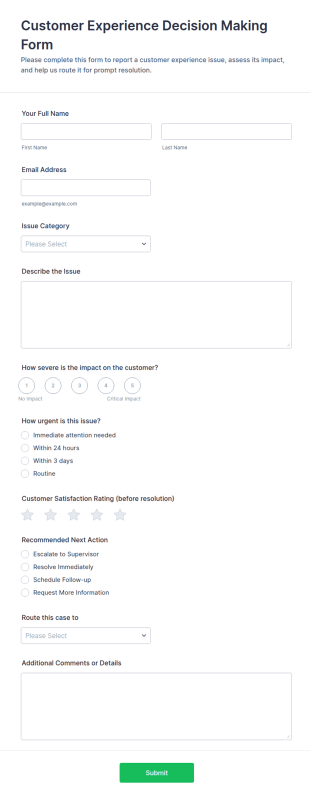 Customer Experience Decision Making Form Template