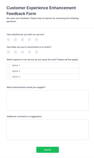 Customer Experience Enhancement Feedback Form Template