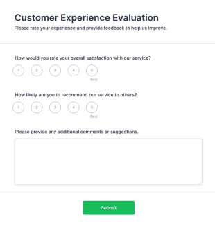 Customer Experience Evaluation Form Template