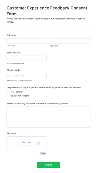 Customer Experience Feedback Consent Form Template