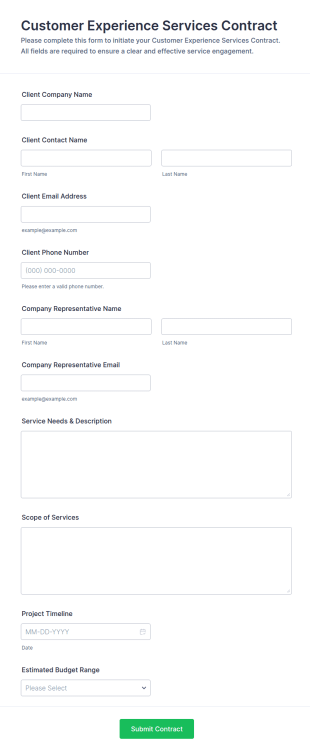 Customer Experience Services Contract Form Template