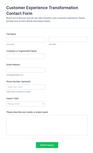 Customer Experience Transformation Contact Form Template