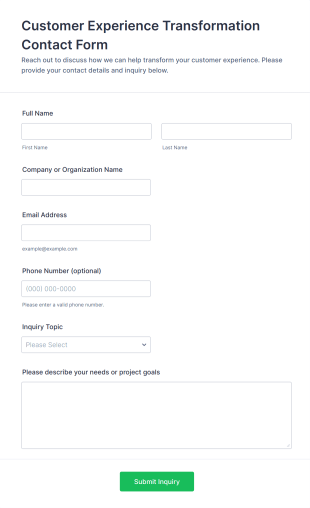 Customer Experience Transformation Contact Form Template
