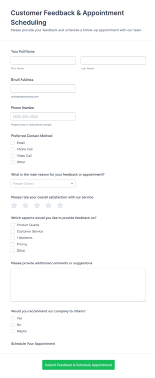 Customer Feedback & Appointment Scheduling Form Template