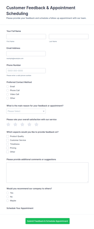Customer Feedback & Appointment Scheduling Form Template