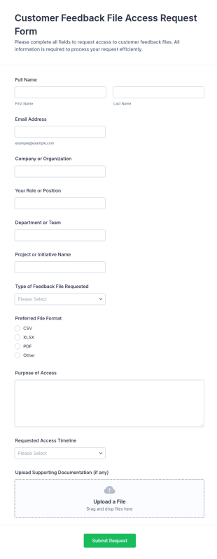 Customer Feedback File Access Request Form Template
