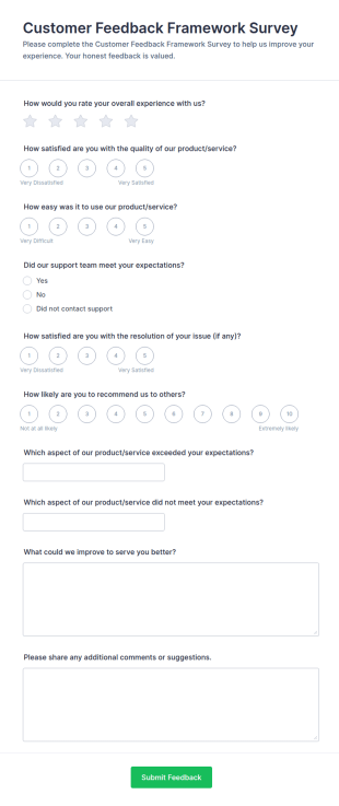 Customer Feedback Framework Survey Form Template