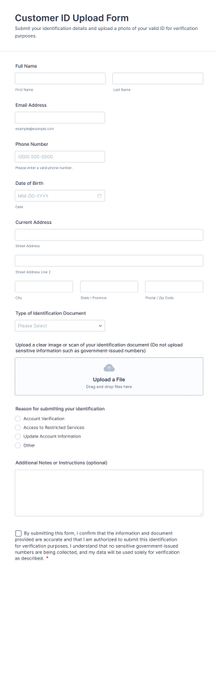 Customer ID Upload Form Template