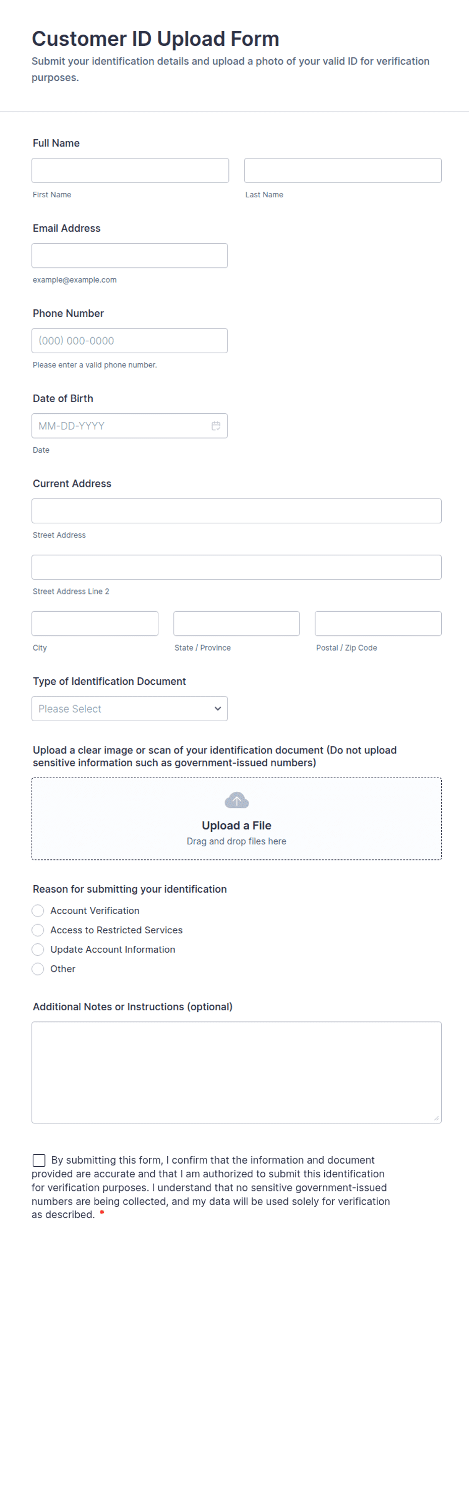 User Id Create In Software Templete Form.pdf Customer ID Upload Form Template | Jotform