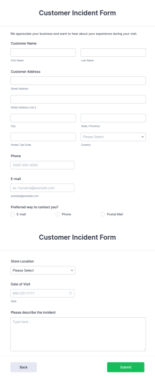 Customer Incident Form Template