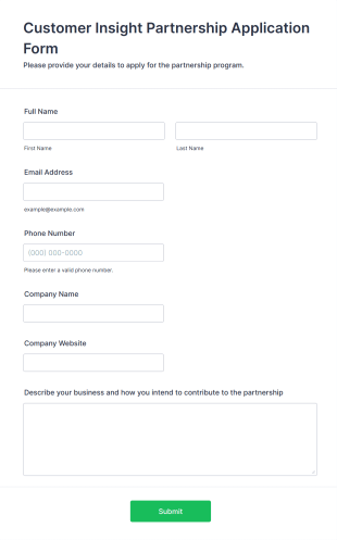 Customer Insight Partnership Application Form Template
