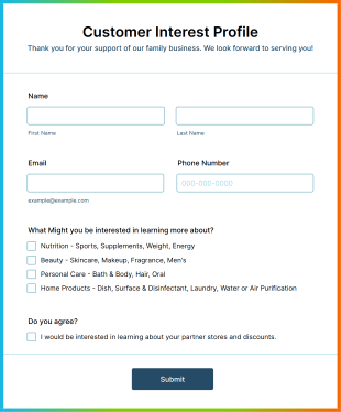 Customer Interest Profile Form Template
