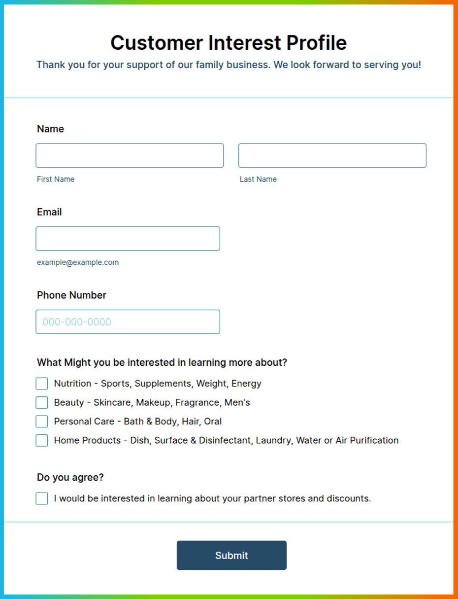 Customer Interest Profile Form Template | Jotform