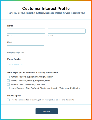 Customer Interest Profile Form Template
