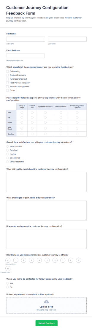 Customer Journey Configuration Feedback Form Template