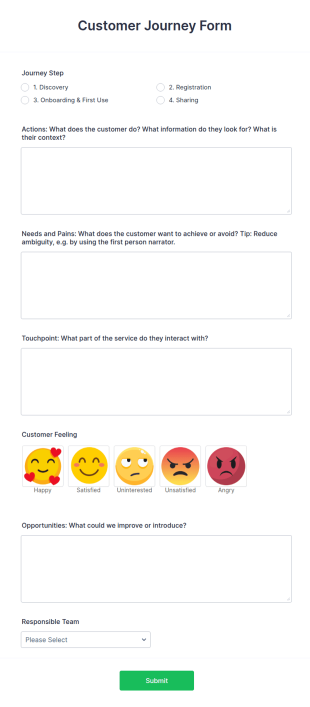 Customer Journey Form Template