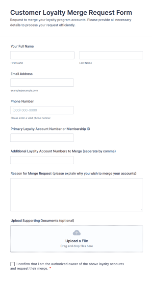 Customer Loyalty Merge Request Form Template