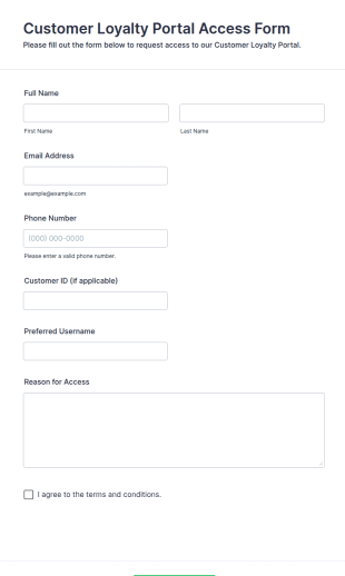 Customer Loyalty Portal Access Form Template