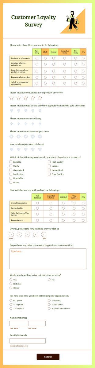 Customer Loyalty Survey Form Template