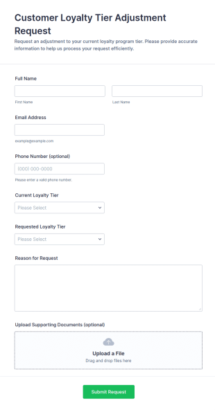 Customer Loyalty Tier Adjustment Request Form Template