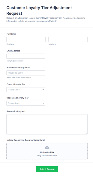 Customer Loyalty Tier Adjustment Request Form Template