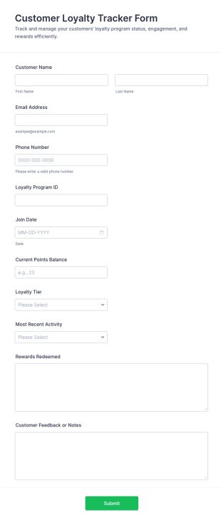 Customer Loyalty Tracker Form Template
