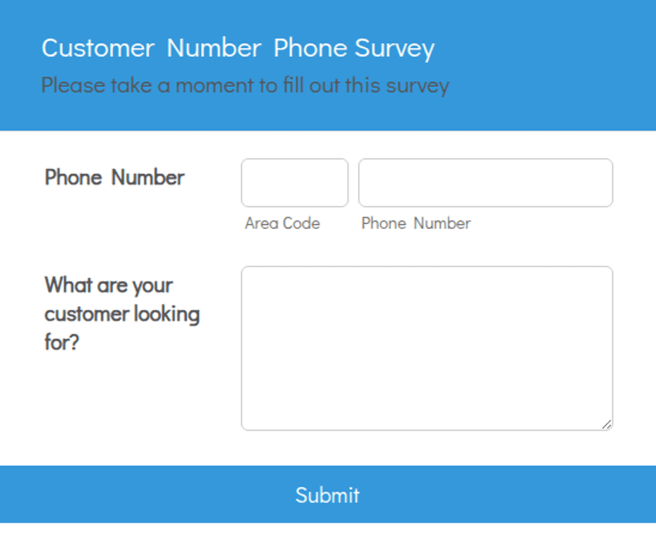 Phone Query Form Customer Number Phone Survey Form Template | Jotform