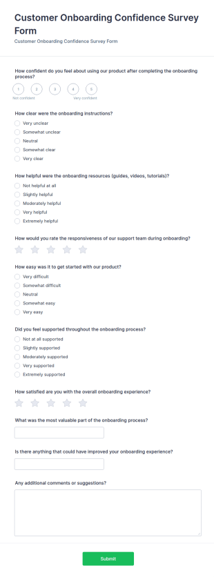 Customer Onboarding Confidence Survey Form Template