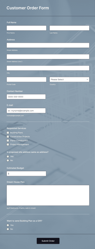 Customer Order Form Template