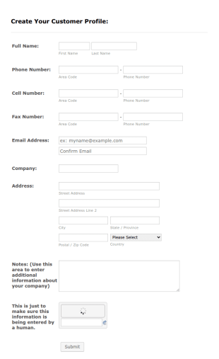 Customer Profile Form Template