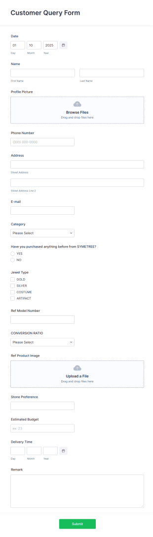 Customer Query Form Template