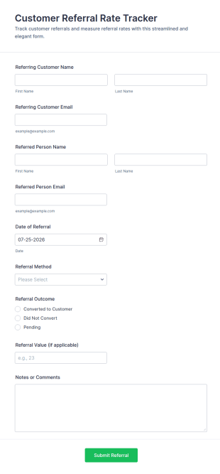 Customer Referral Rate Tracker Form Template