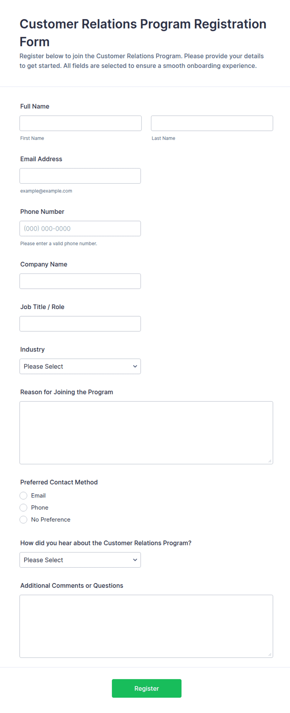 Rmv Forms.pdf Customer Relations Program Registration Form Template | Jotform