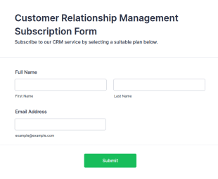 Customer Relationship Management Subscription Form Template