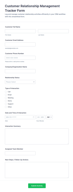 Customer Relationship Management Tracker Form Template