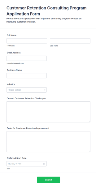 Customer Retention Consulting Program Application Form Template