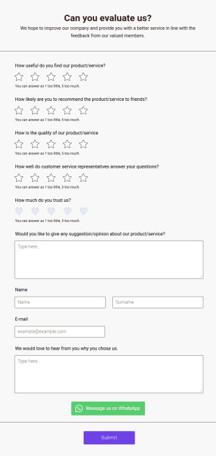 Customer Retention Survey Form Template