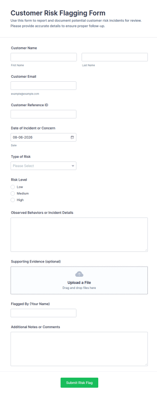 Customer Risk Flagging Form Template