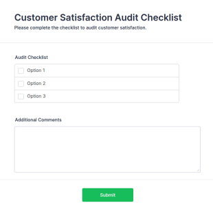 Customer Satisfaction Audit Checklist Form Template