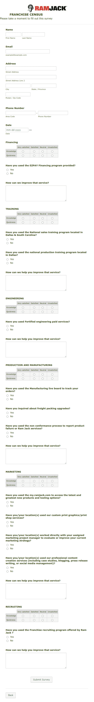 Customer Satisfaction Survey Form Template
