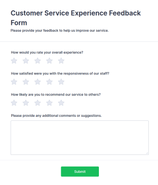 Customer Service Experience Feedback Form Template