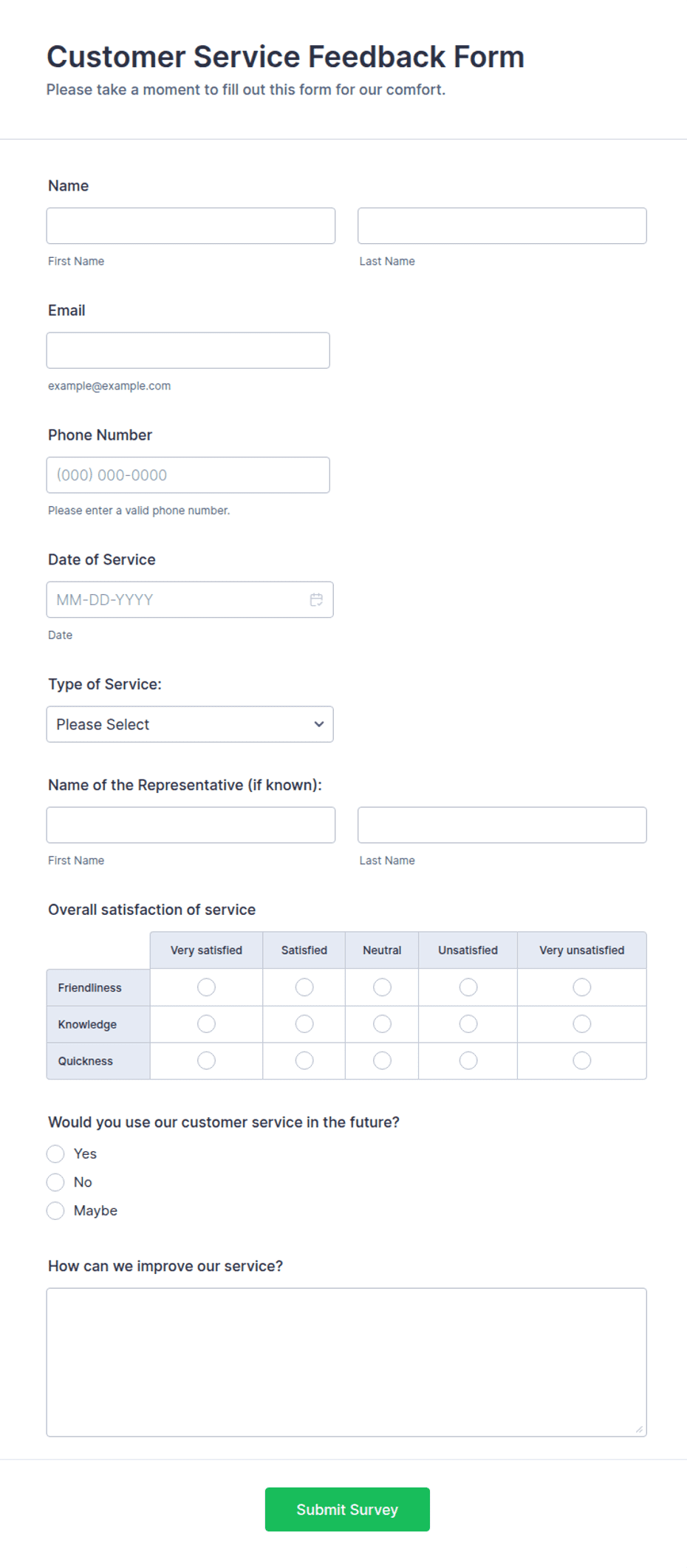 Customer Service Feedback Form Template | Jotform