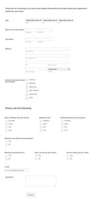 Customer Testimonial Form Template