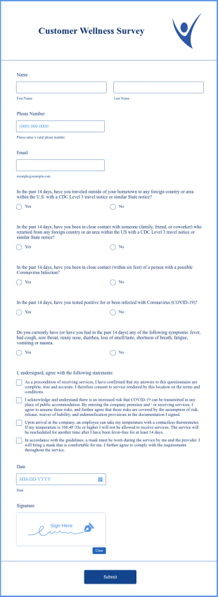 Customer Wellness Survey Form Template