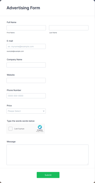 Customized Basic Advertising Form Template