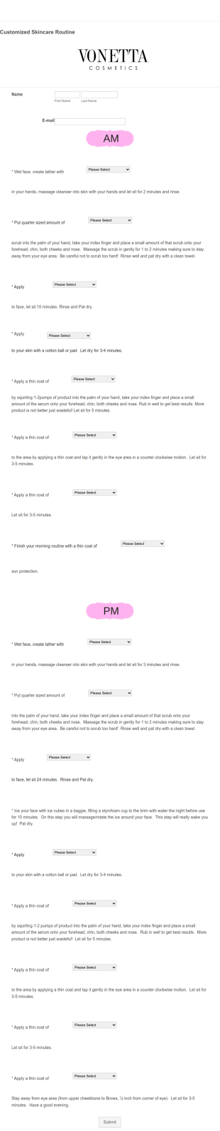Customized Skincare Routine Form Template