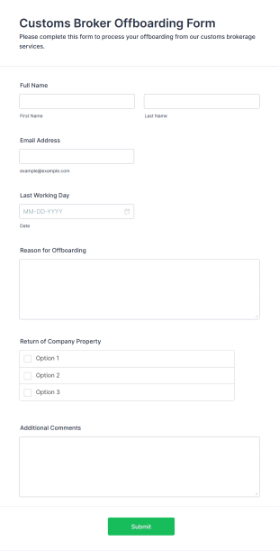 Customs Broker Offboarding Form Template